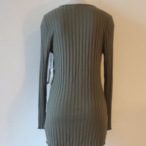 NWT Womens Nation Ltd. Nori Olive Green Ribbed Long Sleeve Dress L * - Picture 8 of 10